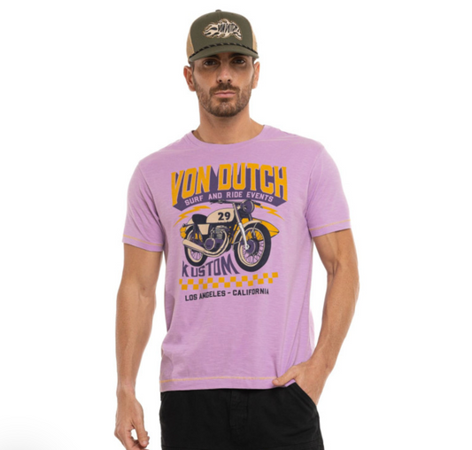 T-shirt Homme Von Dutch Kustom Moto – Lilas