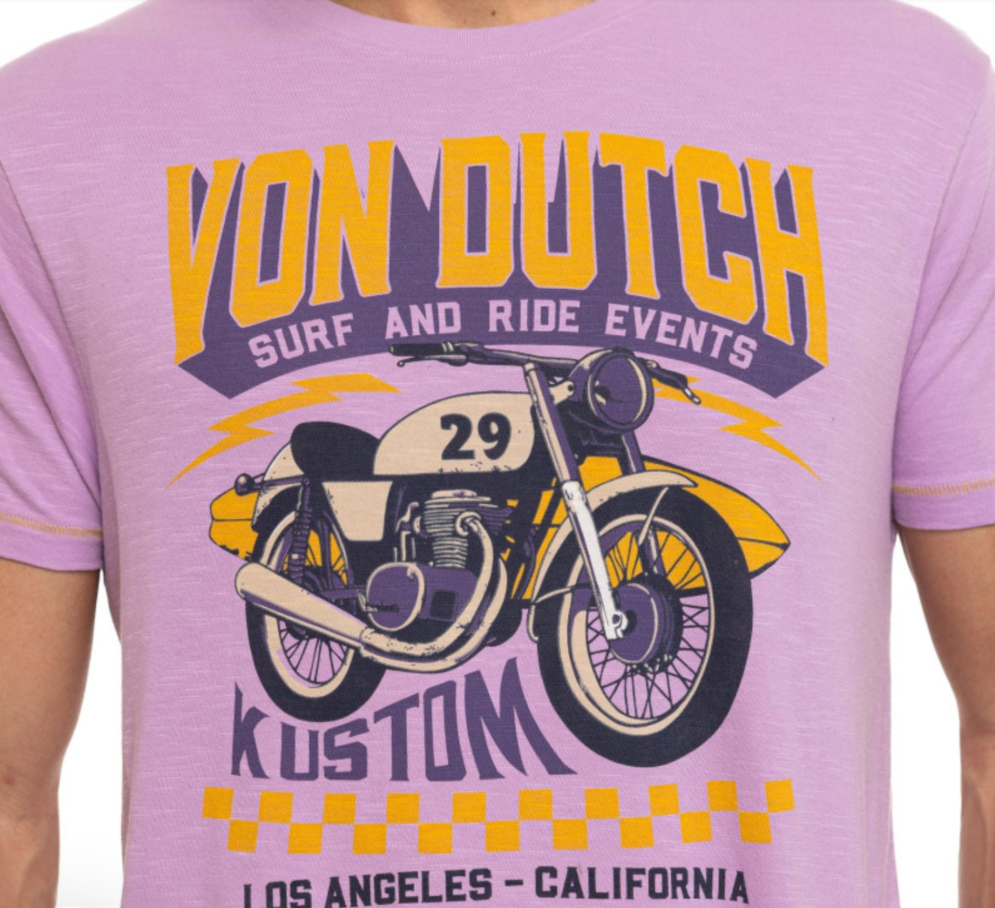 T-shirt Homme Von Dutch Kustom Moto – Lilas