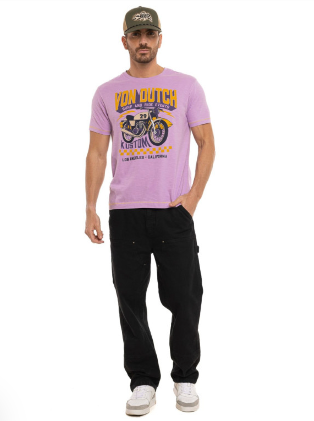 T-shirt Homme Von Dutch Kustom Moto – Lilas