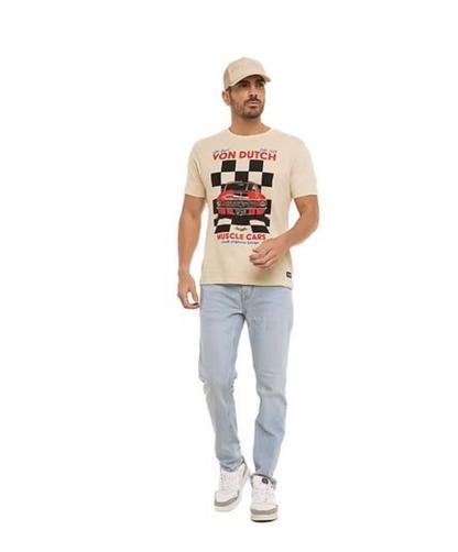 T-shirt Homme Von Dutch Muscle Cars – Écru
