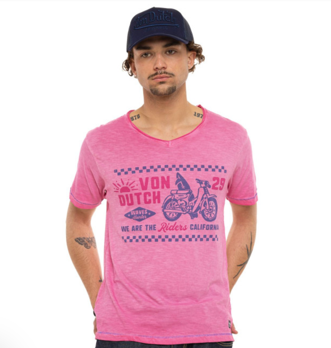 T-shirt Homme Von Dutch Riders California – Rose