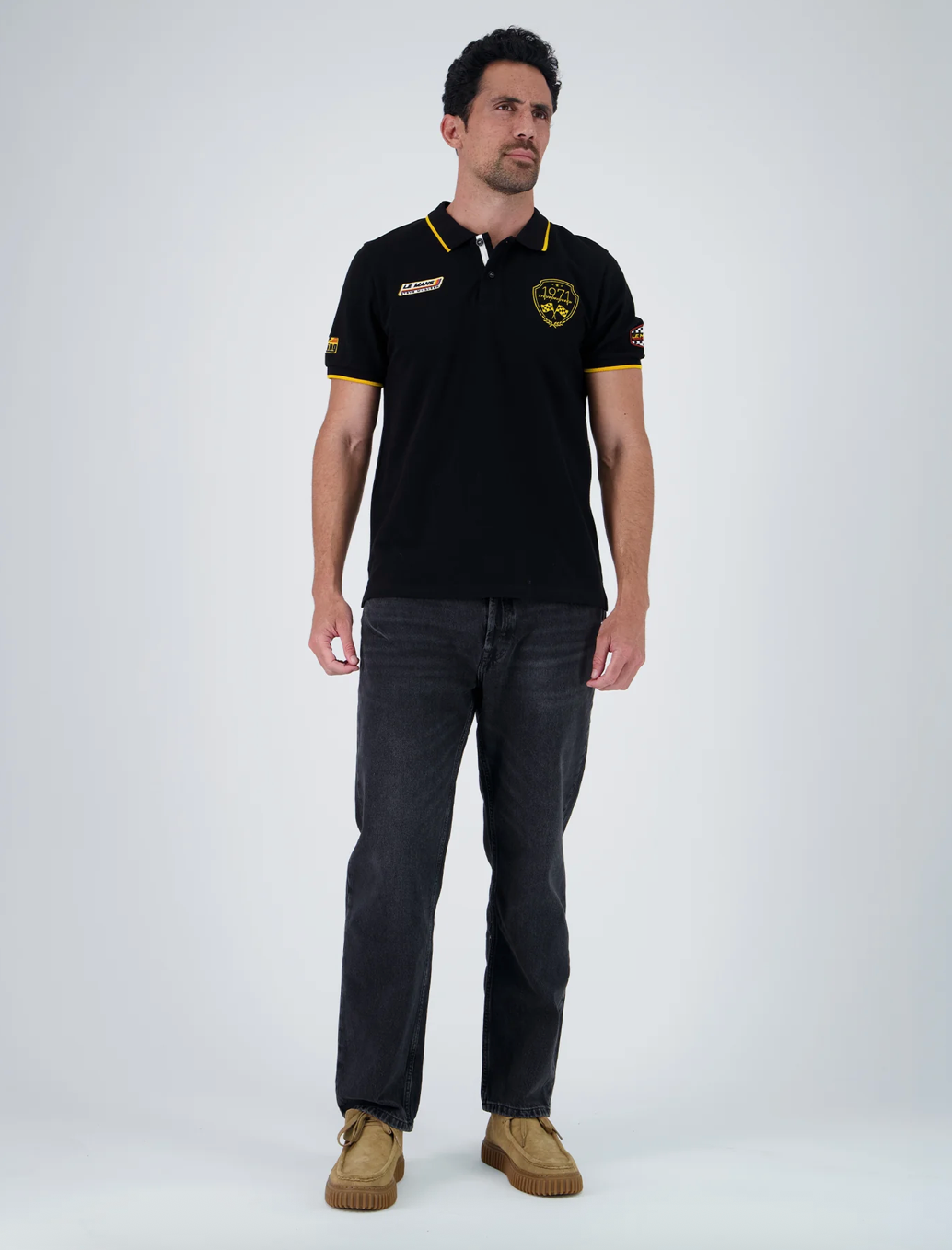 Polo homme Steve McQueen Le Mans 1971 noir – Maille piquée de coton