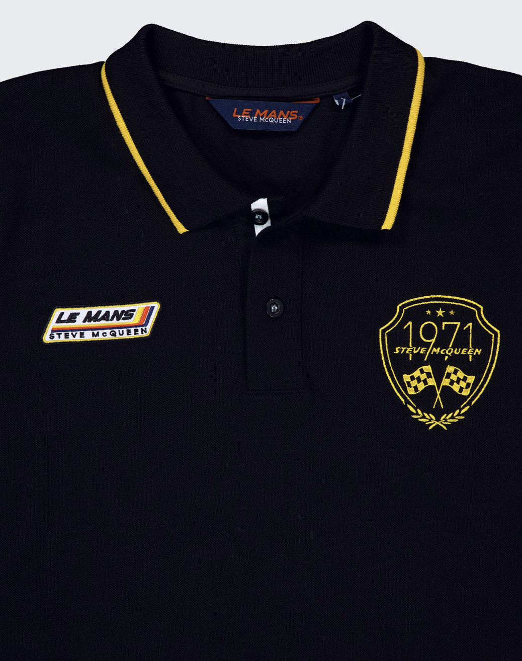 Polo homme Steve McQueen Le Mans 1971 noir – Maille piquée de coton