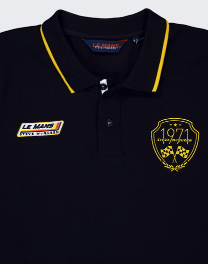 Polo homme Steve McQueen Le Mans 1971 noir – Maille piquée de coton