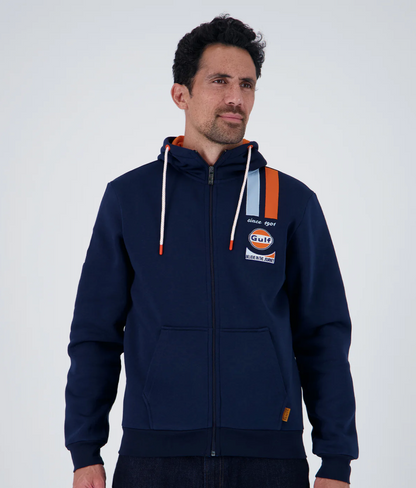 Hoodie zippé Gulf Team Racing bleu marine