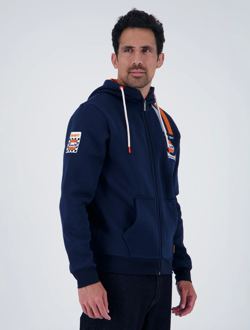 Hoodie zippé Gulf Team Racing bleu marine
