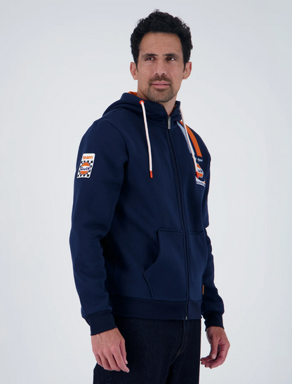 Hoodie zippé Gulf Team Racing bleu marine