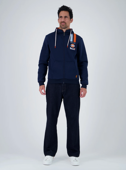 Hoodie zippé Gulf Team Racing bleu marine