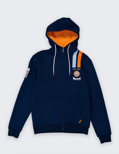 Hoodie zippé Gulf Team Racing bleu marine