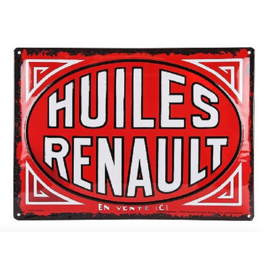 🛠️ Plaque métal Huiles Renault – Esprit Garage Vintage