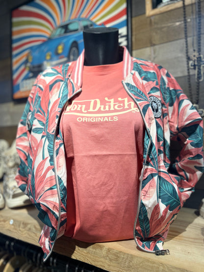 Blouson Femme Von Dutch Satin Tropical – Imprimé All Over & Patch Tissé