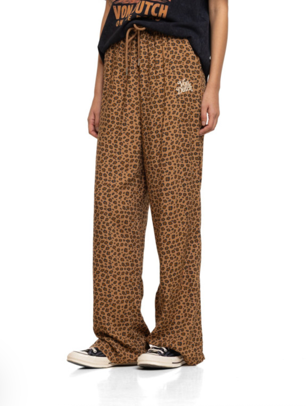 Pantalon Femme Léopard Von Dutch | 100% Viscose Fluide | Un Barbu et Une Blonde