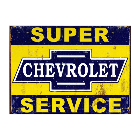 🛠️ Plaque métal Chevrolet Super Service – Esprit garage américain