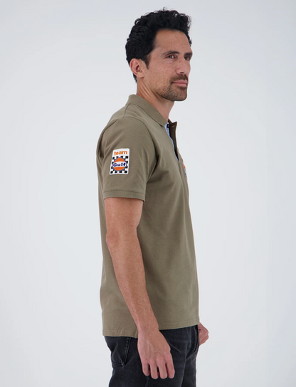 Polo Gulf Team Racing kaki en coton piqué