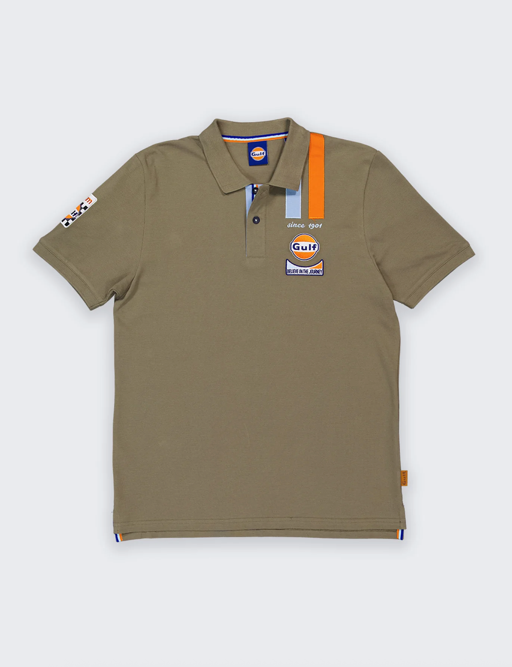 Polo Gulf Team Racing kaki en coton piqué