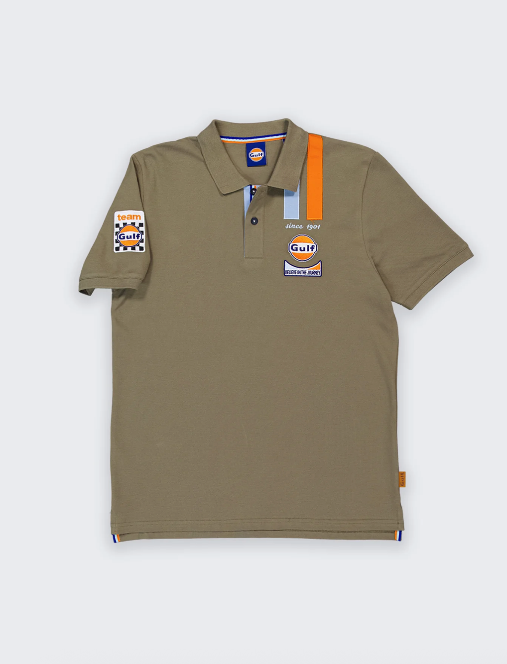 Polo Gulf Team Racing kaki en coton piqué