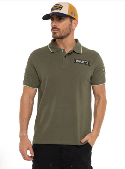 Polo homme Von Dutch kaki Motorcycle Club | Un Barbu et Une Blonde