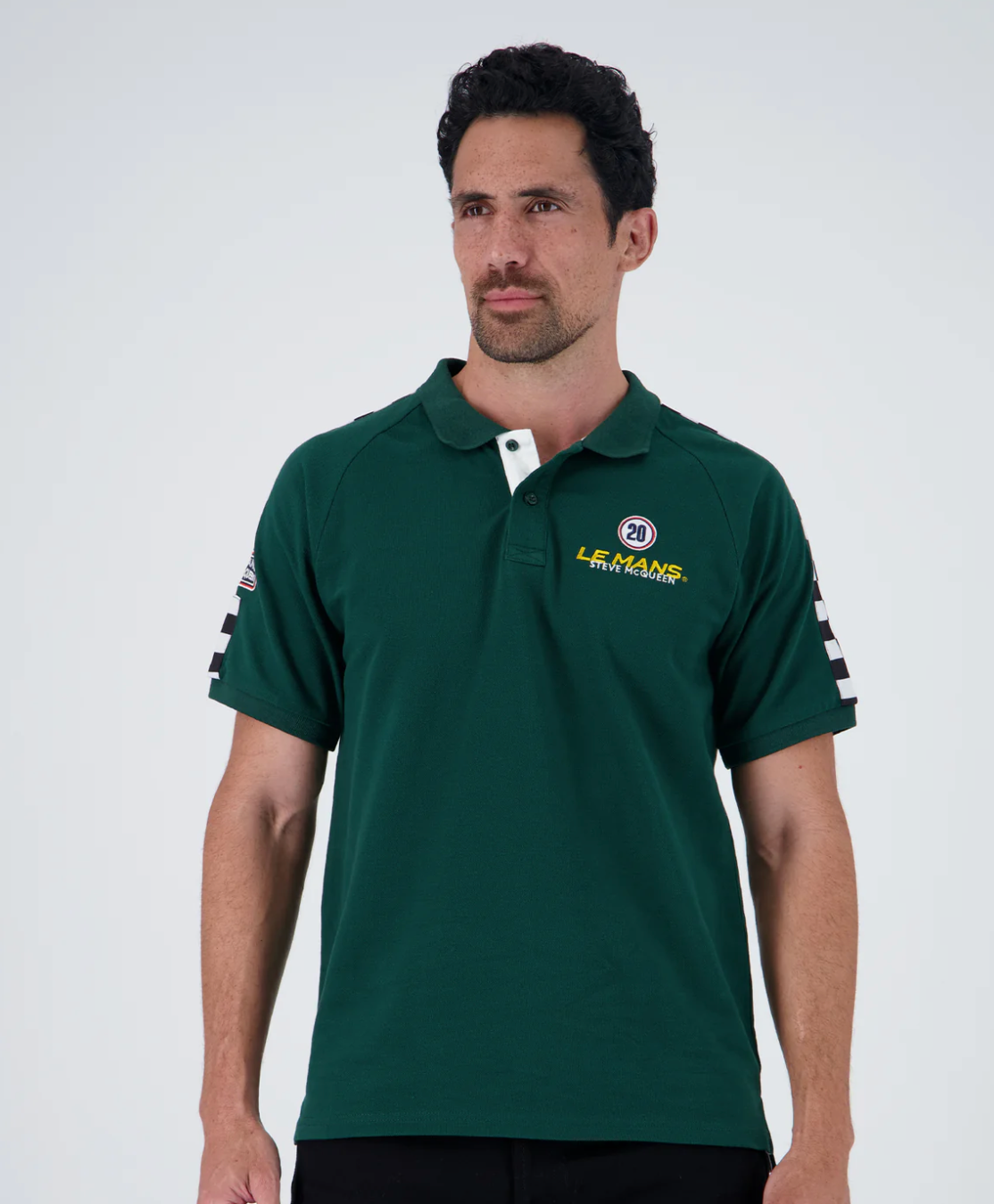 Polo Steve McQueen Vert Racing – Damiers Épaules