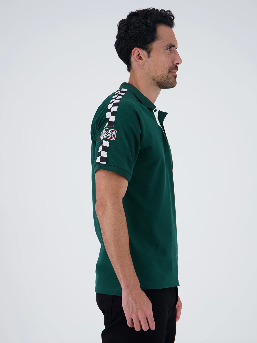 Polo Steve McQueen Vert Racing – Damiers Épaules