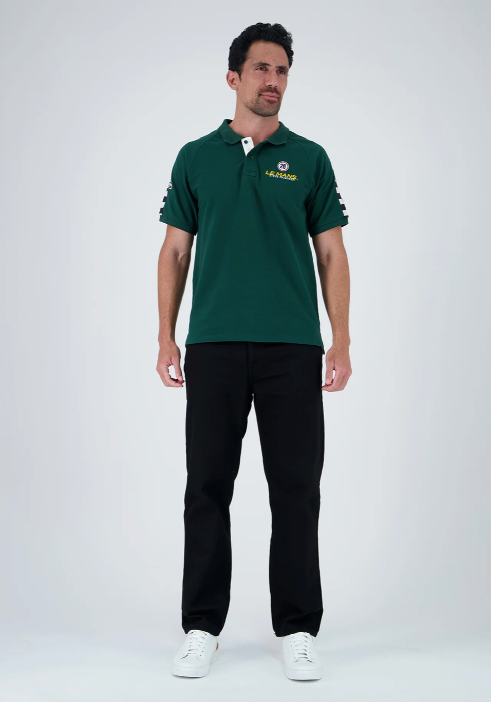 Polo Steve McQueen Vert Racing – Damiers Épaules