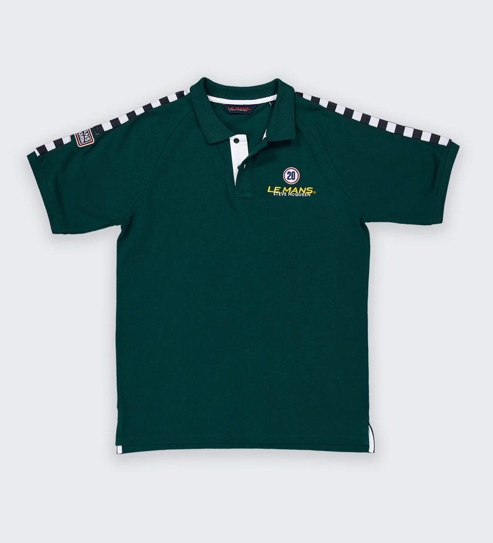 Polo Steve McQueen Vert Racing – Damiers Épaules
