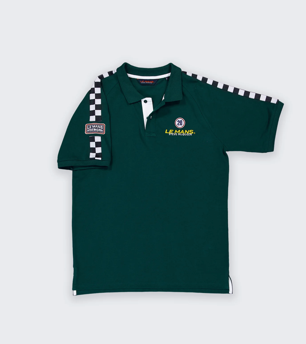 Polo Steve McQueen Vert Racing – Damiers Épaules