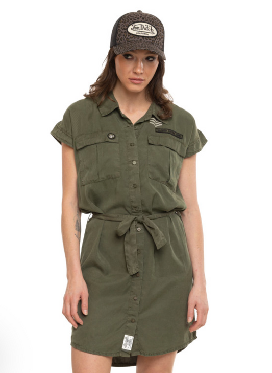 Robe-chemise Von Dutch kaki en Tencel