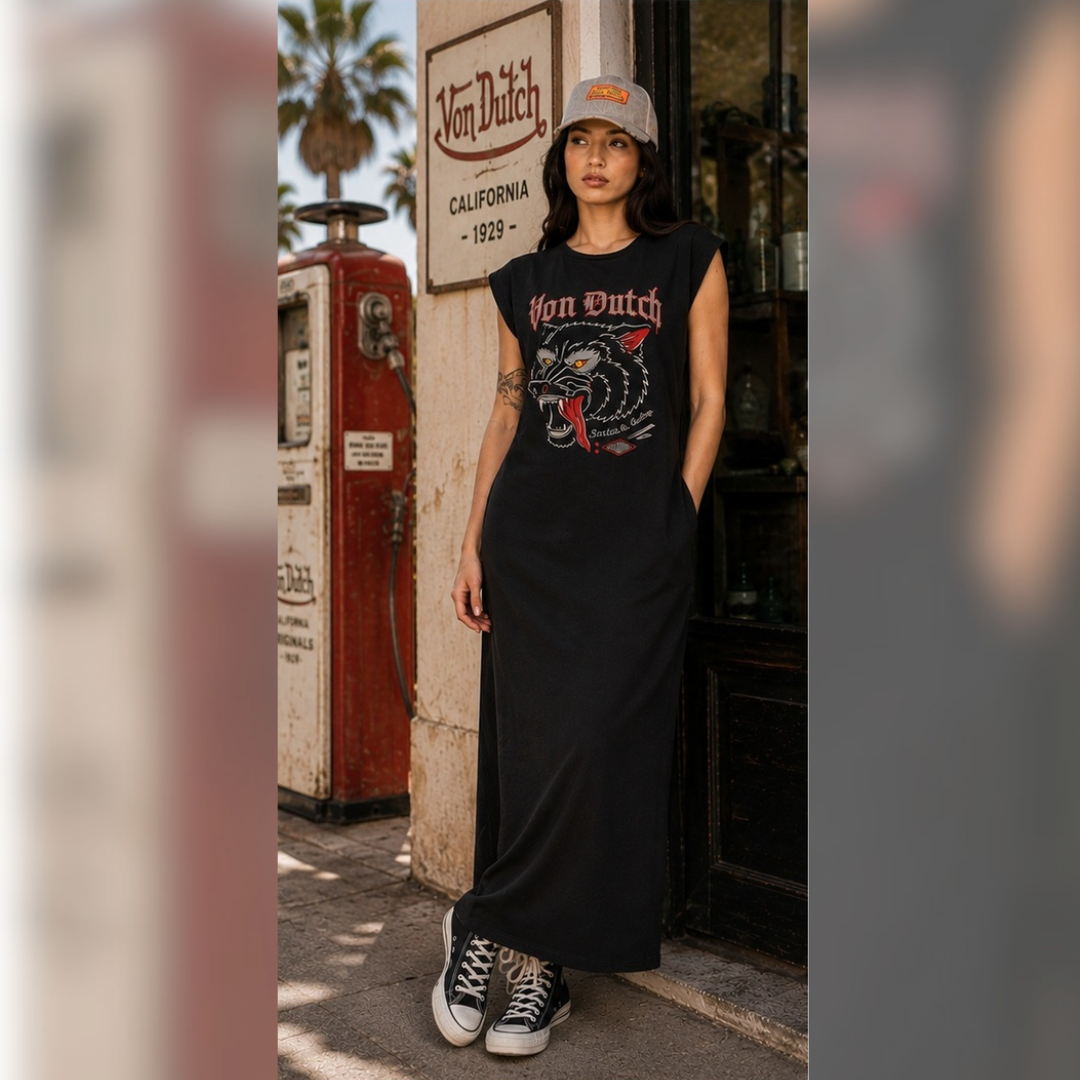 Robe t-shirt longue Von Dutch Wolf noire