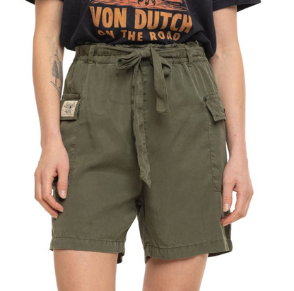 Short cargo femme Von Dutch en Tencel kaki