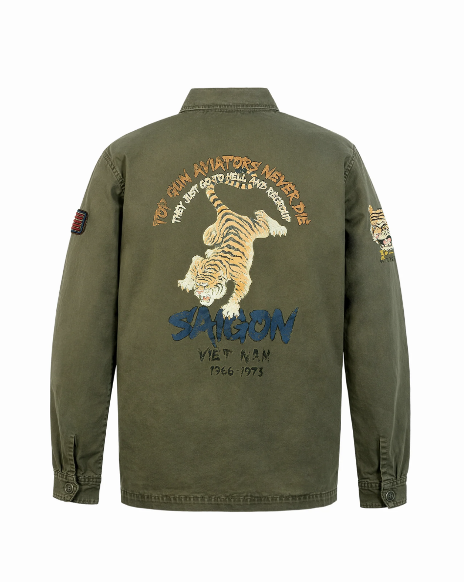 Surchemise Top Gun Saigon Vert Militaire – Tigre & Patchs Aviateur