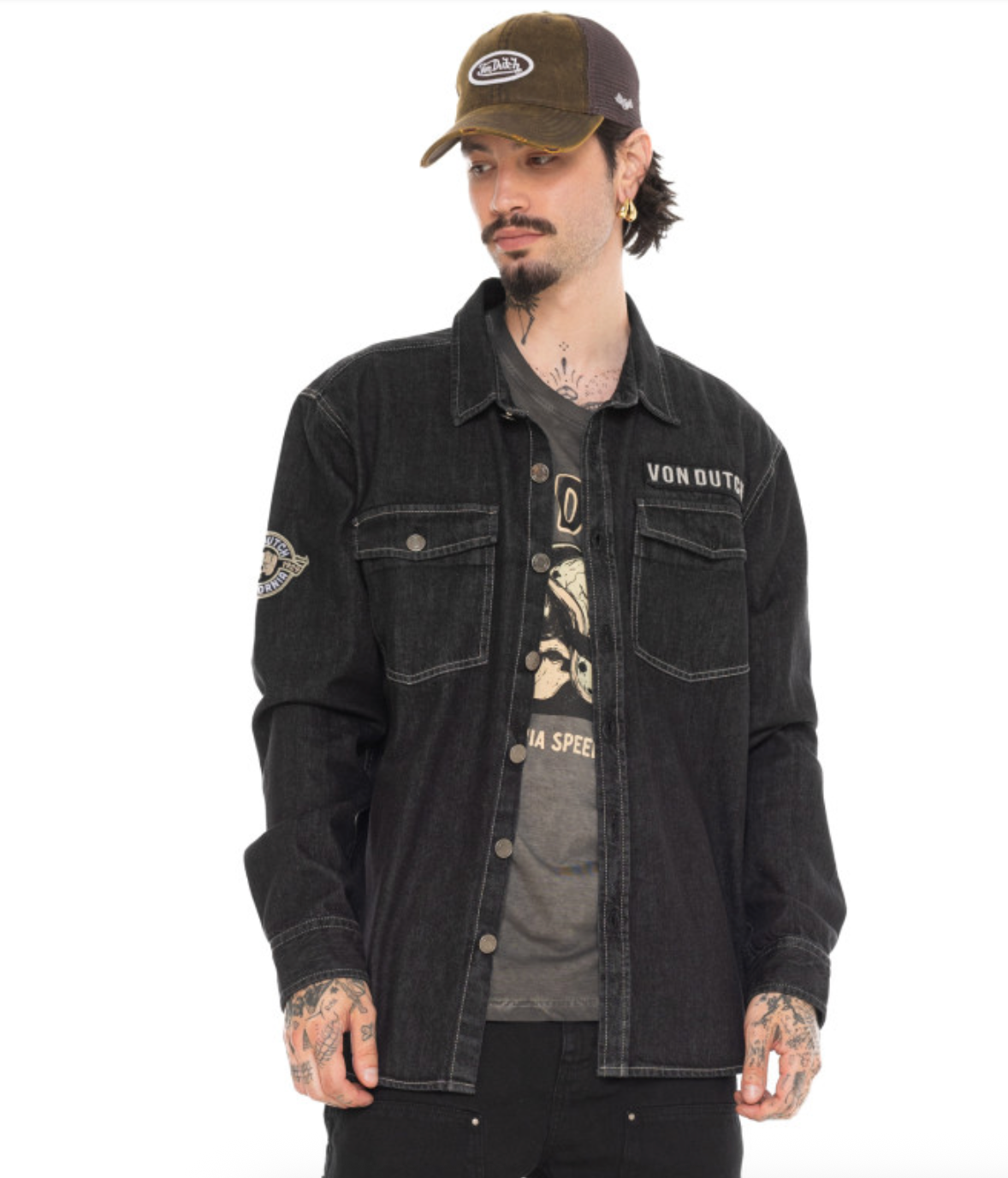 Surchemise Von Dutch en denim noir – Homme