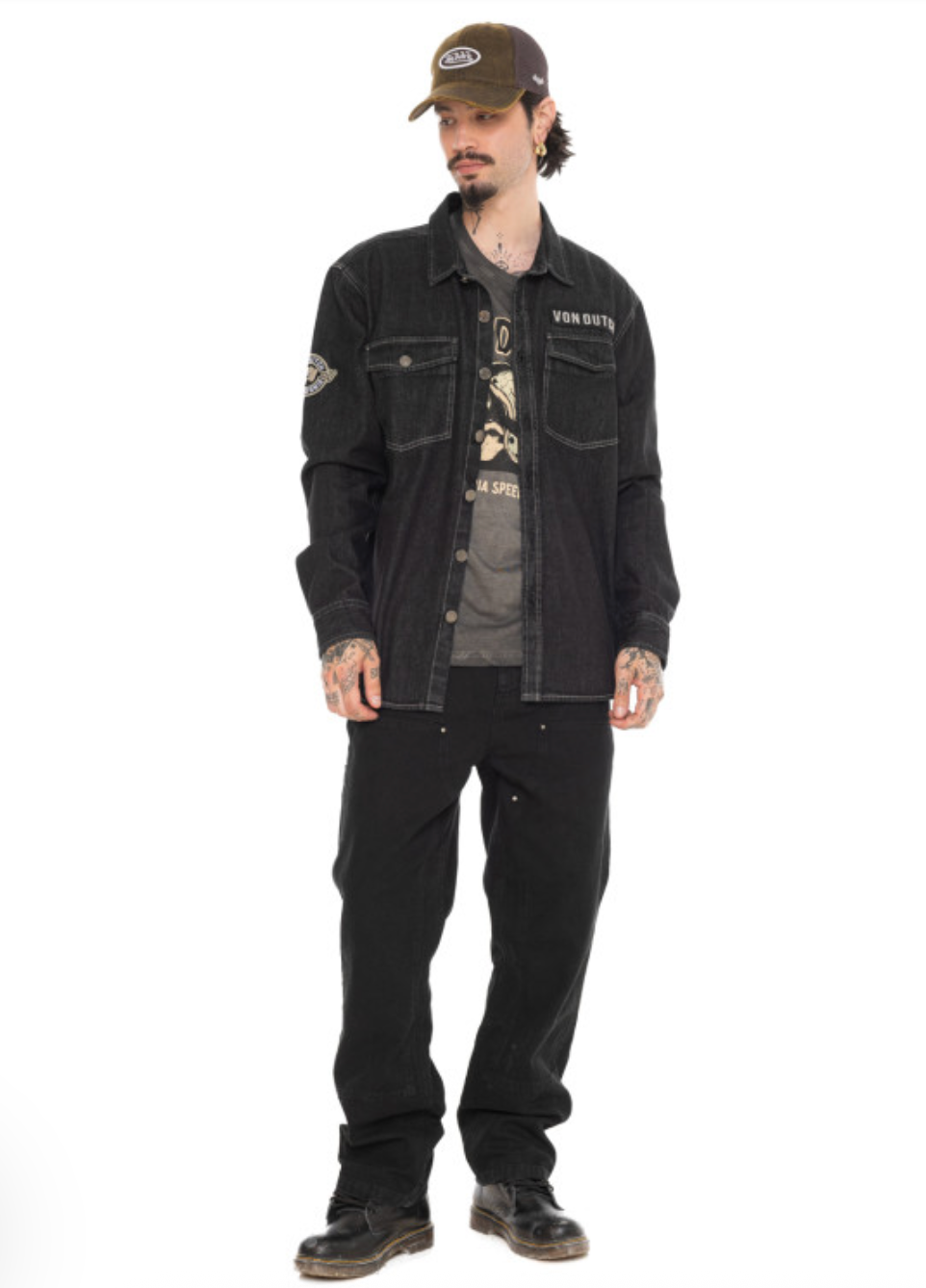Surchemise Von Dutch en denim noir – Homme