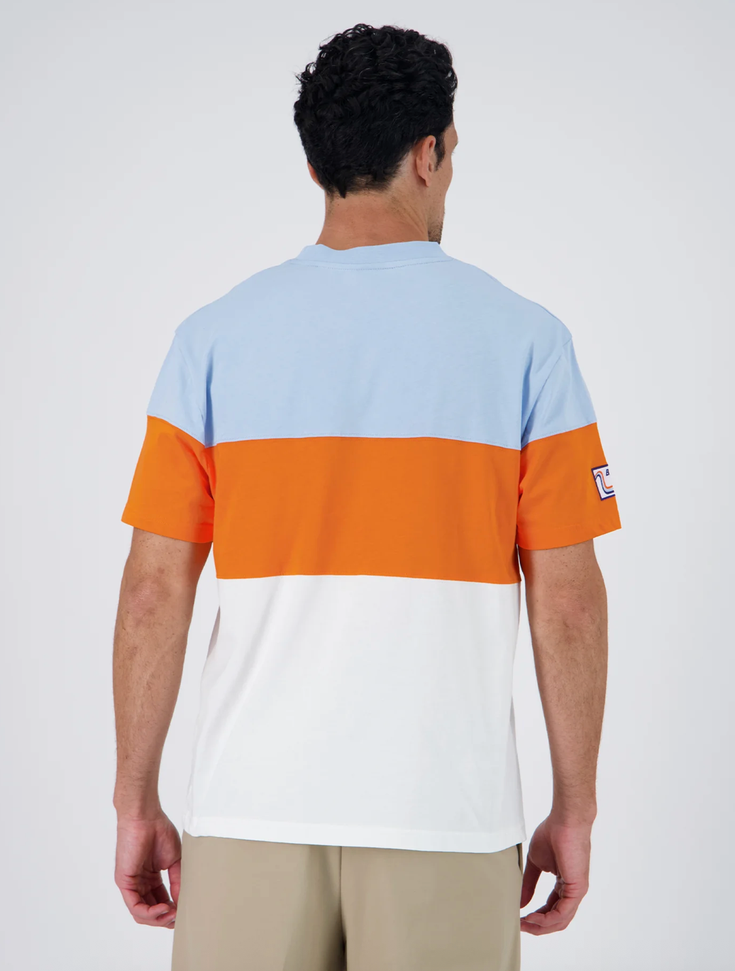 T-shirt Gulf Color Block Bleu Clair, Orange et Blanc