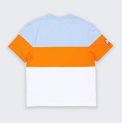 T-shirt Gulf Color Block Bleu Clair, Orange et Blanc