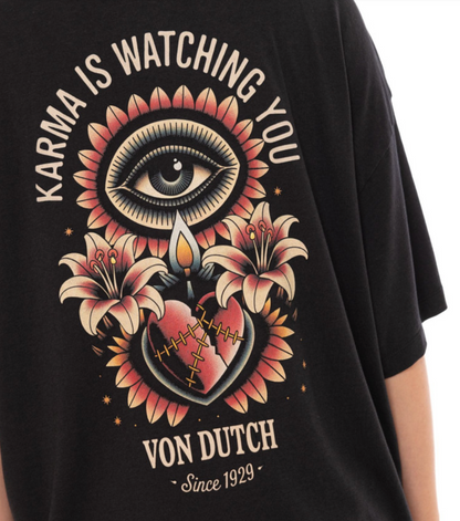 T-shirt Femme Von Dutch Flower Oversize – Noir
