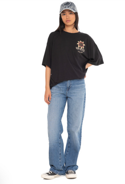 T-shirt Femme Von Dutch Flower Oversize – Noir