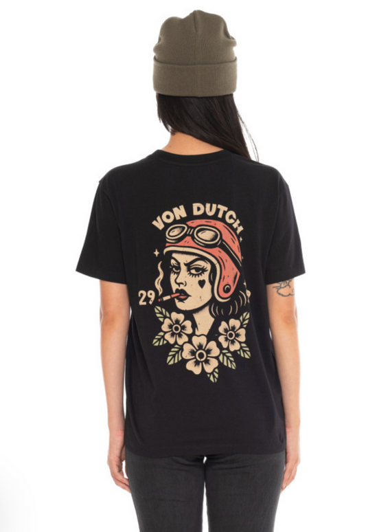 T-shirt Femme Von Dutch Smoke – Noir