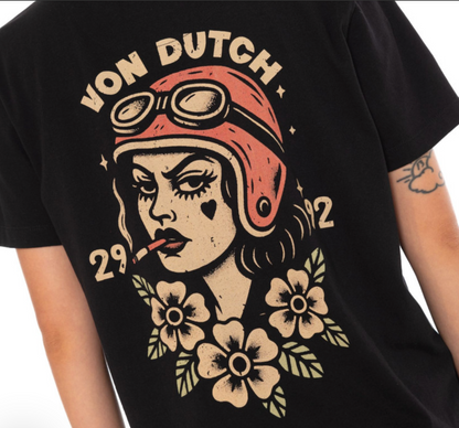 T-shirt Femme Von Dutch Smoke – Noir