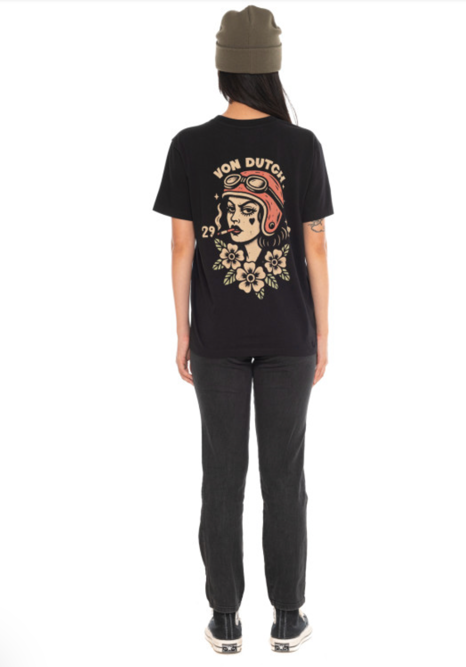 T-shirt Femme Von Dutch Smoke – Noir