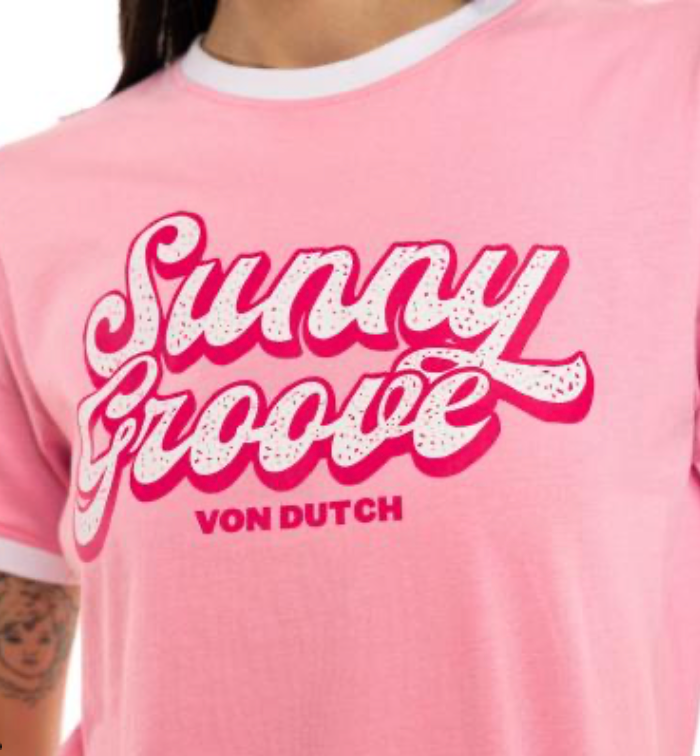 T-shirt Femme Von Dutch Sunny Groove Rose Vintage | Un Barbu et Une Blonde