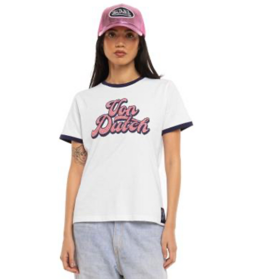 T-shirt Femme Von Dutch Blanc Vintage | Un Barbu et Une Blonde