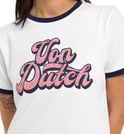 T-shirt Femme Von Dutch Blanc Vintage | Un Barbu et Une Blonde