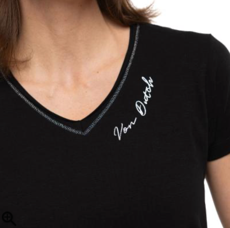 T-shirt Femme Von Dutch Noir Col V Vintage | Un Barbu et Une Blonde