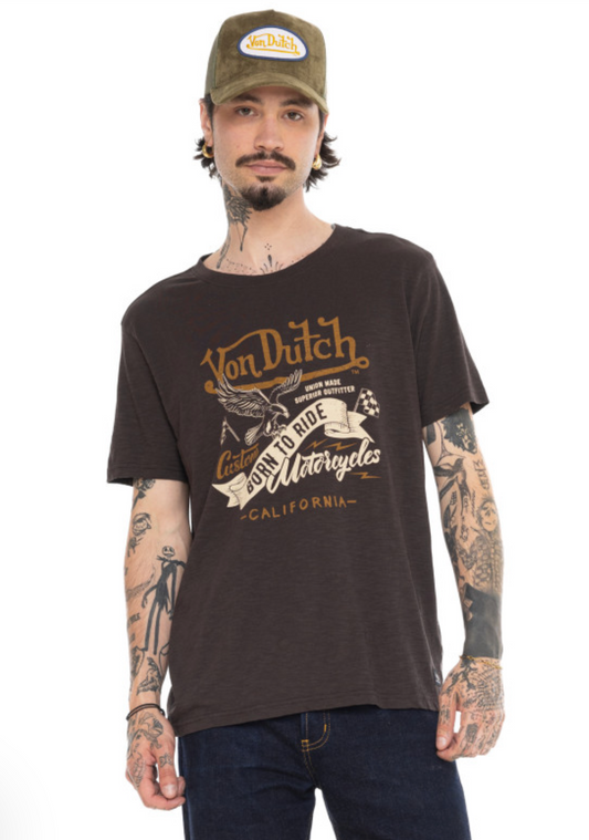 T-shirt Homme Von Dutch Born - Heavy Wash – Marron
