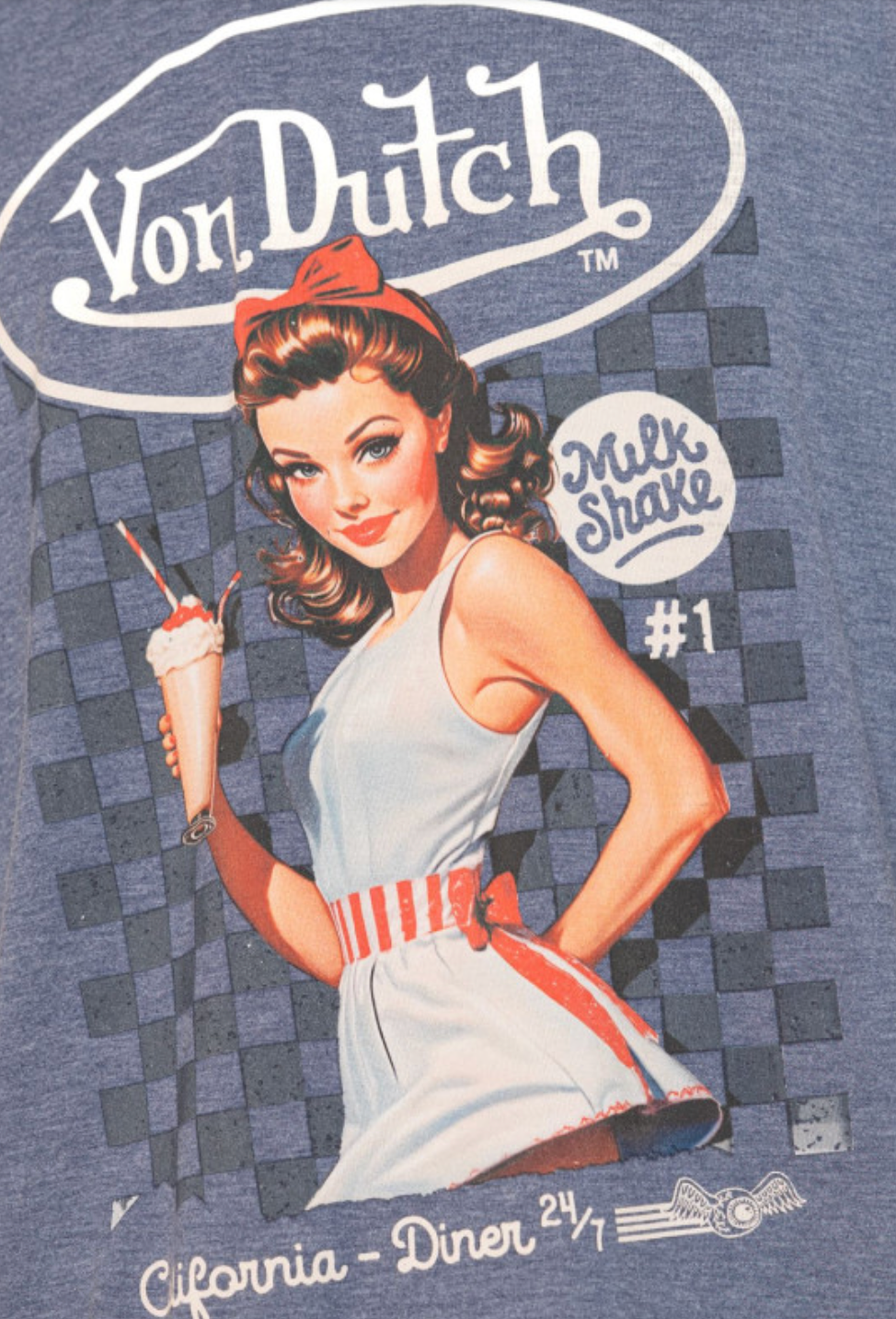 T-shirt Homme Von Dutch MilkShake – Bleu Pin-Up