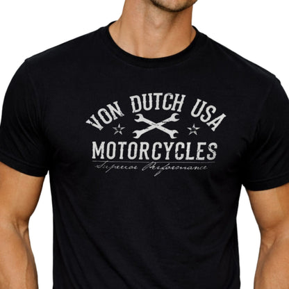 T-shirt Homme Von Dutch Motorcycles Noir ou écru | Un Barbu et Une Blonde