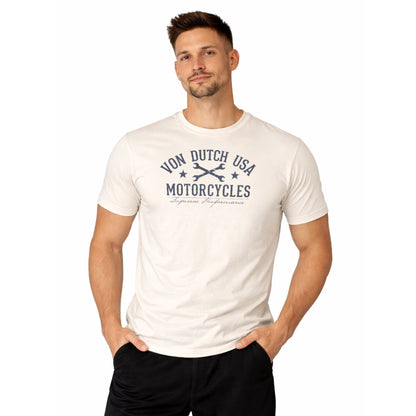 T-shirt Homme Von Dutch Motorcycles Noir ou écru | Un Barbu et Une Blonde