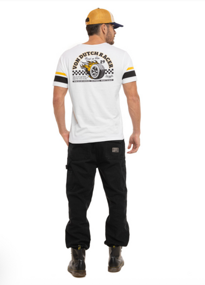 T-shirt Homme Von Dutch Racer Blanc | Un Barbu et Une Blonde
