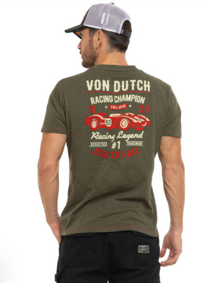T-shirt Homme Von Dutch Racing Champion Kaki  | Un Barbu et Une Blonde