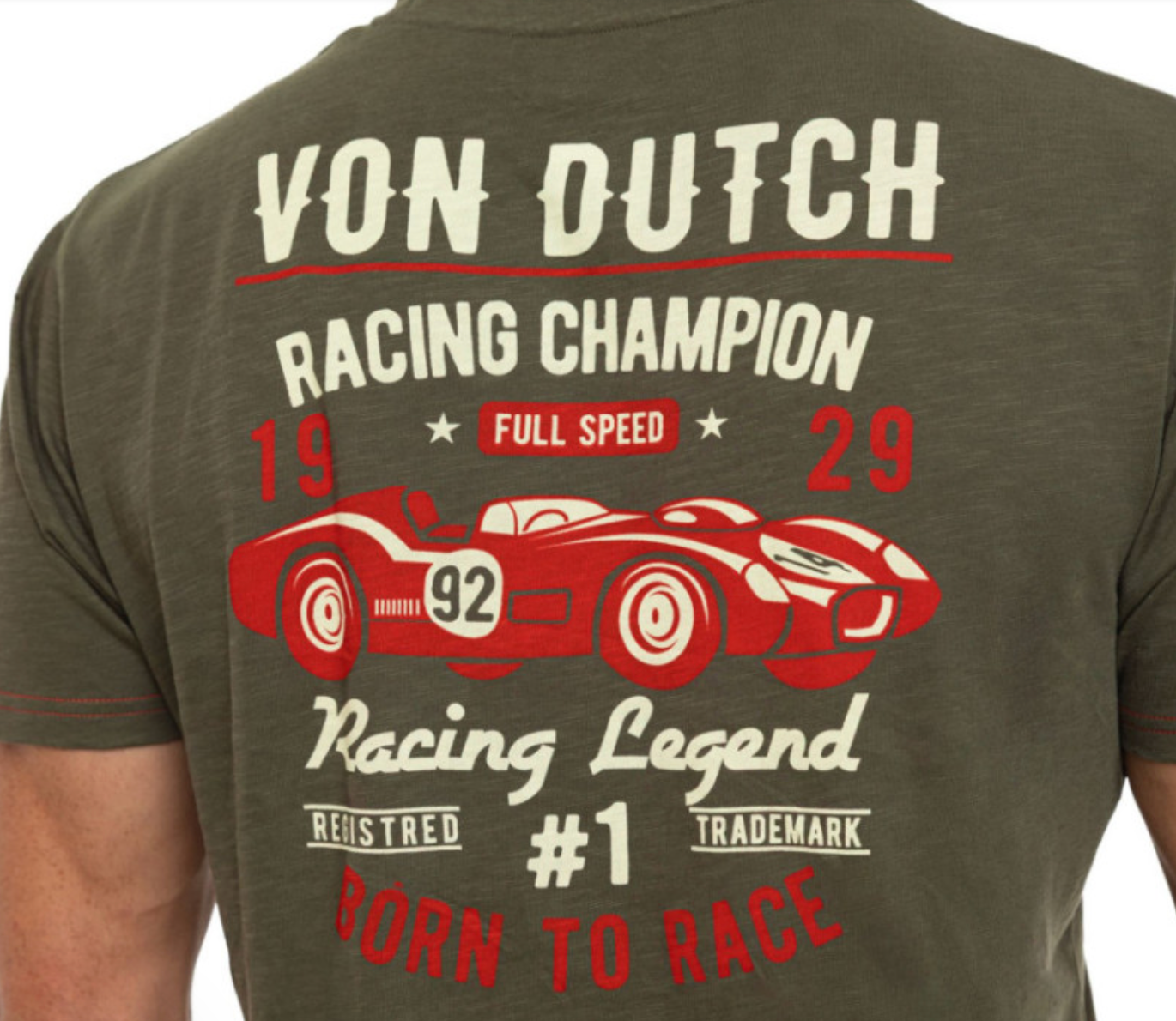 T-shirt Homme Von Dutch Racing Champion Kaki  | Un Barbu et Une Blonde